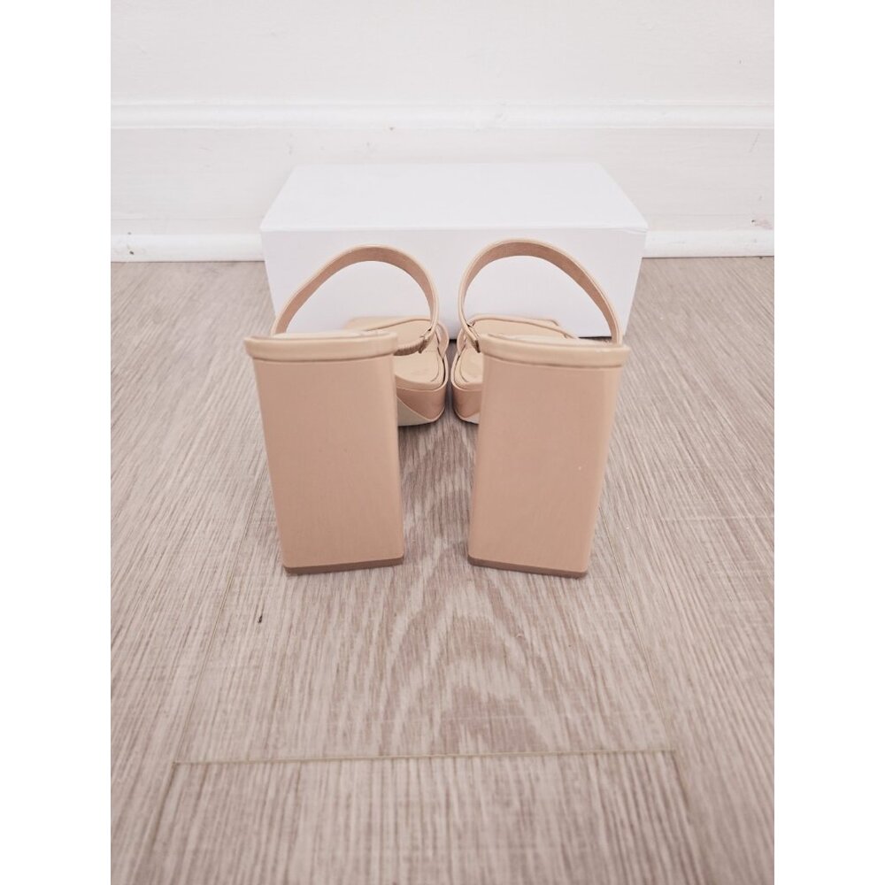 Jeffrey Campbell Hustler Platform Sandal Heels Shoes 8 Nude 90s Y2K Square Toe - Picture 8 of 12